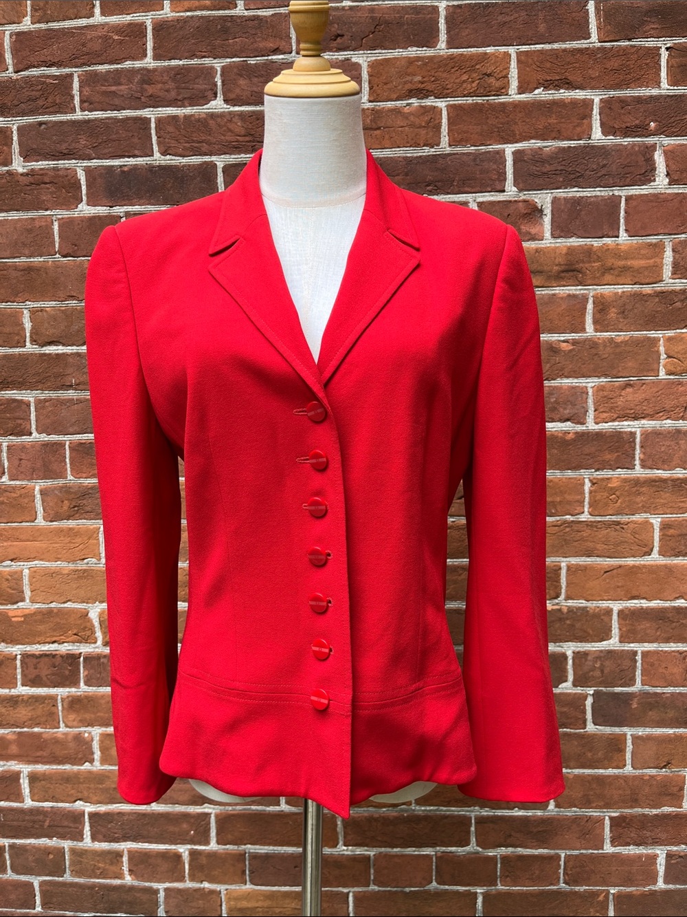 Escada Vibrant Red Notched-Collar Button Front Blazer